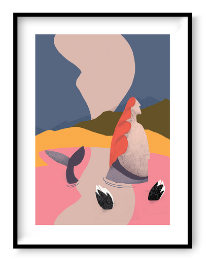 Mermaids art print set by Studio Frits featuring three abstract mermaid illustrations with bold colors and modern graphic composition