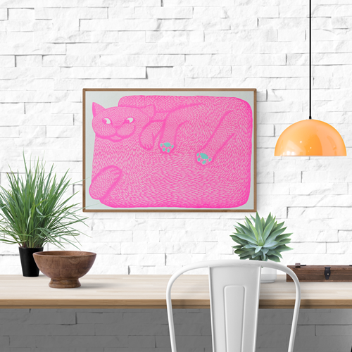 Buy artprint with pink cat by Strangford