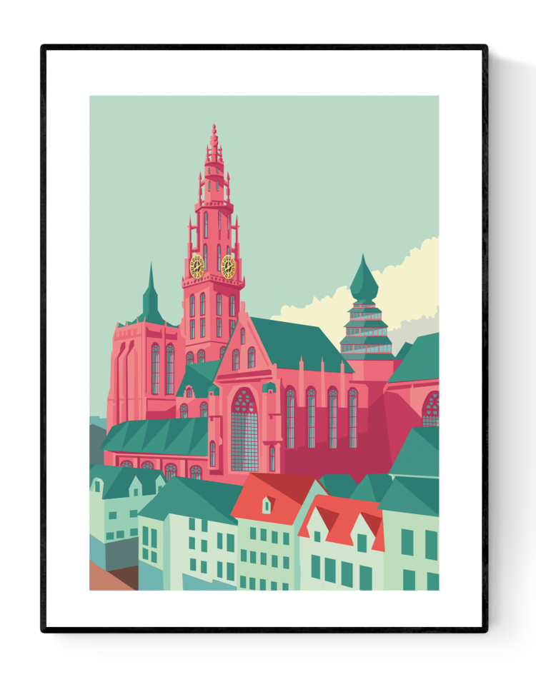 buy Antwerp cathedral illustration artprint by Studio Frits