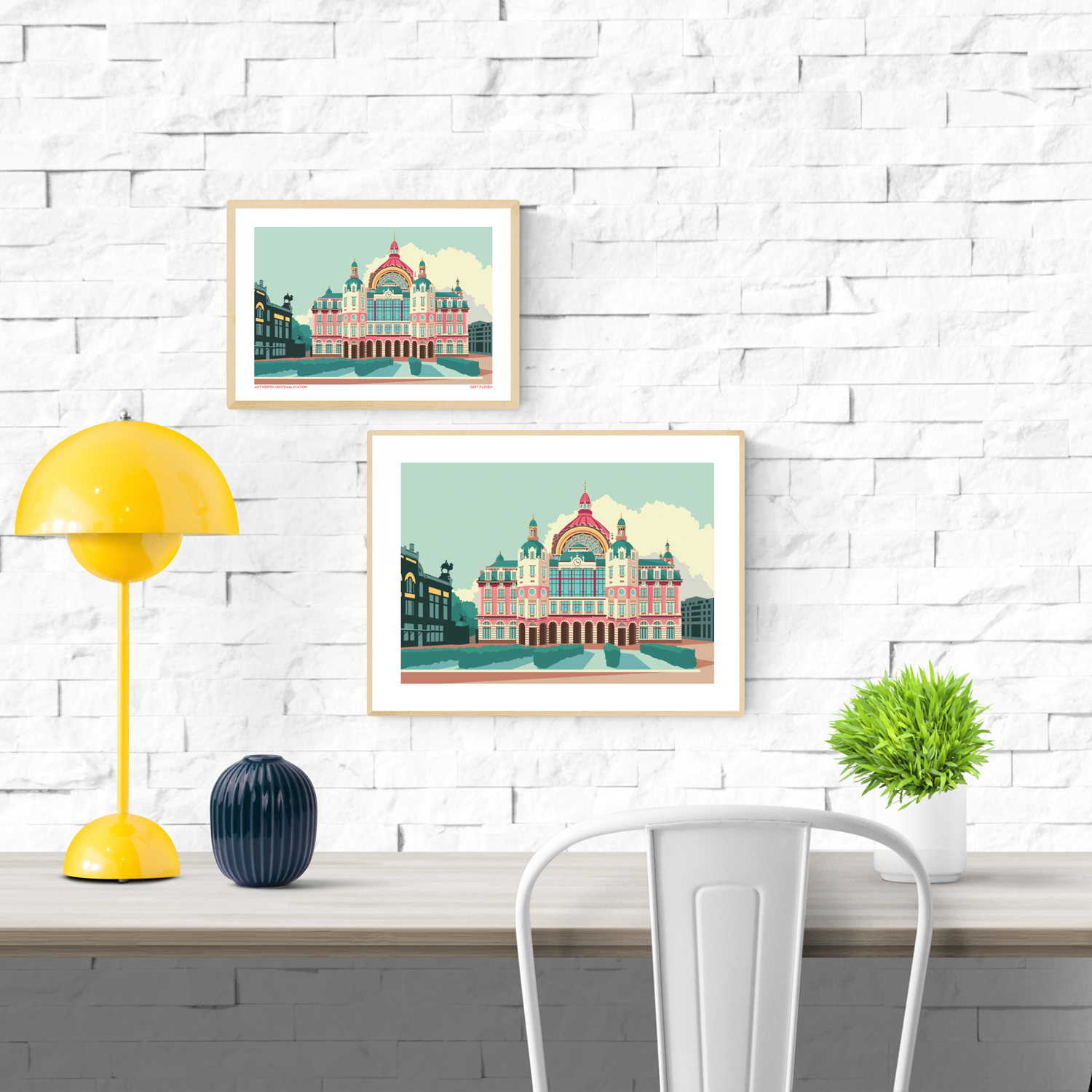 buy Antwerp Belgium central station illustration by Studio Frits