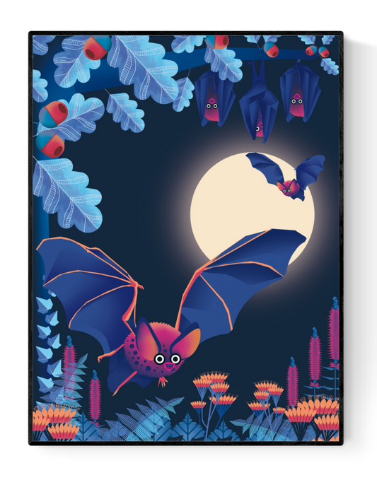 buy bats flying artprint illustration