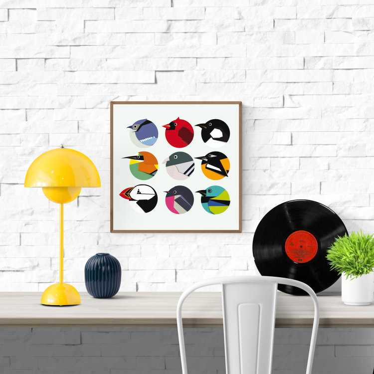 buy colorful rounded birds artprint by Studio Frits