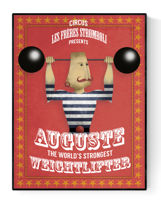 buy circus weightlifter illustration artprint