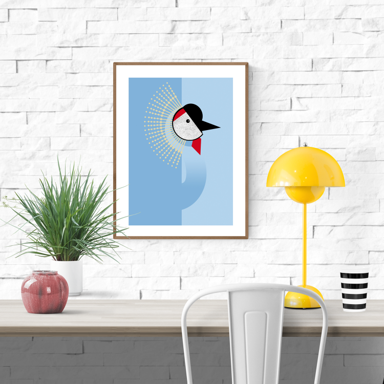 buy blue crane bird artprint by Studio Frits