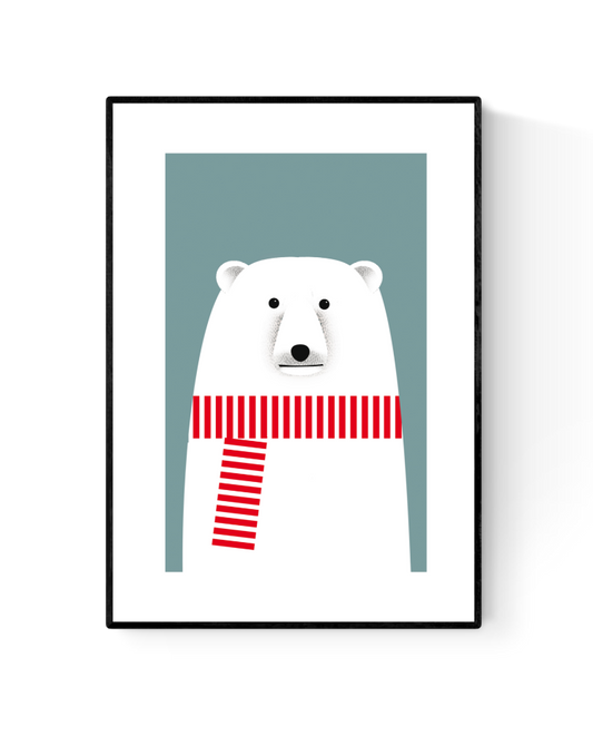 buy polar bear with scarf illustration