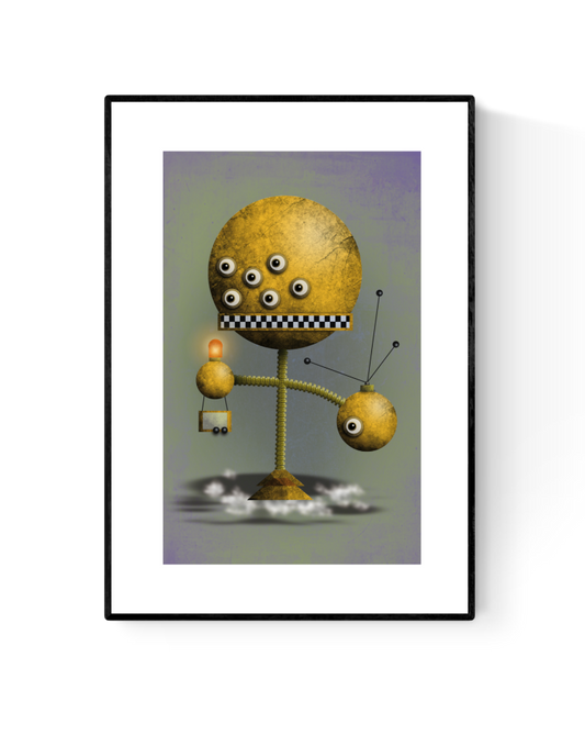 buy yellow robot artprint illustration from Studio Frits