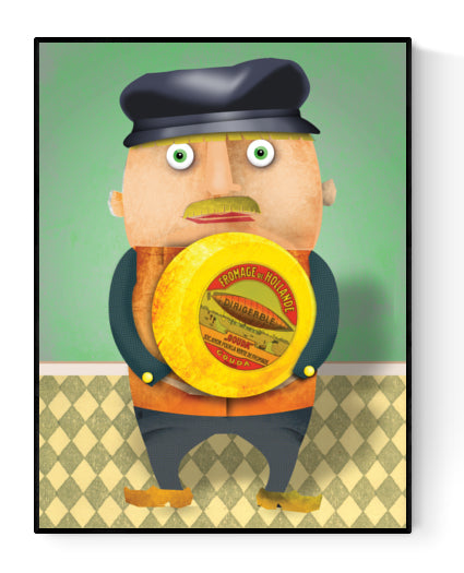buy dutch holland stereotype man with cheese illustration artprint by Studio Frits