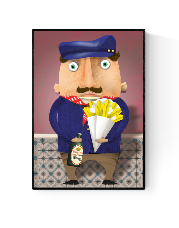 buy illustration with stereotype of a belgian man by Studio Frits