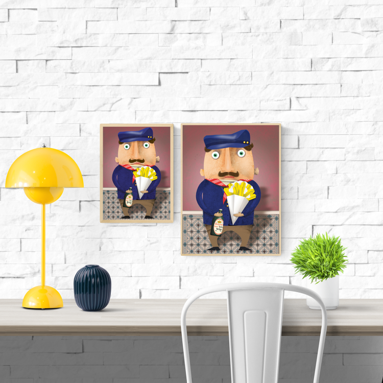 buy artprint with stereotype of a belgian man by Studio Frits