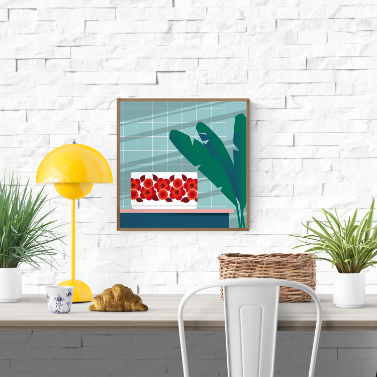 buy vintage kitchen arcopal bowl illustration by Studio Frits