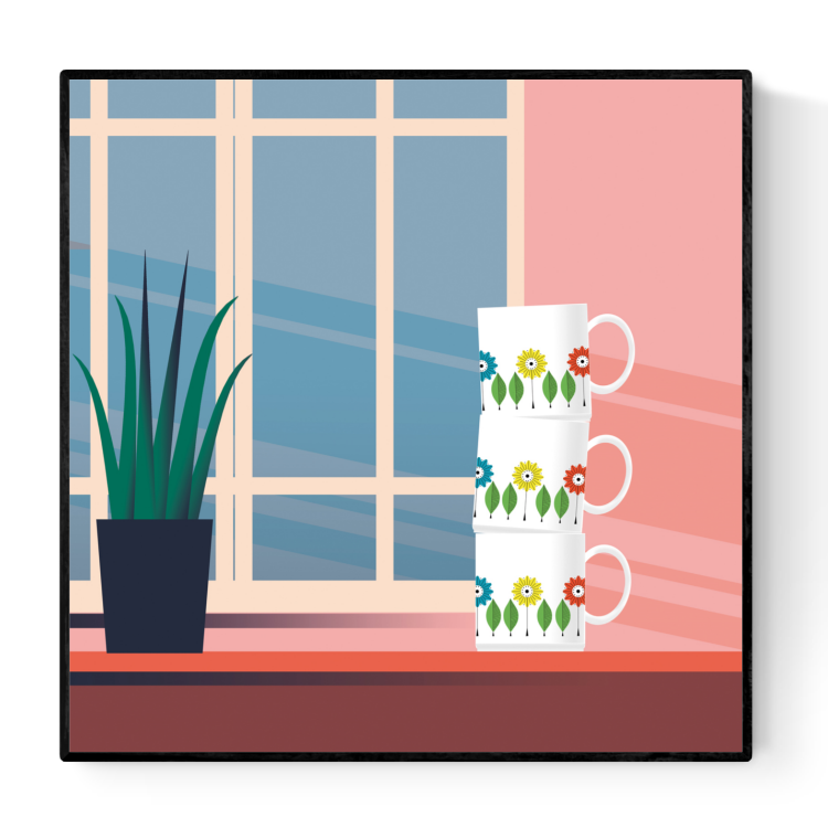 buy vintage kitchen coffee cups illustration by Studio Frits