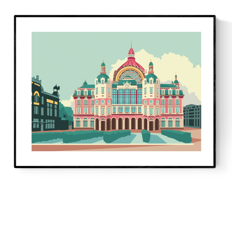 buy Antwerp Belgium central station artprint by Studio Frits