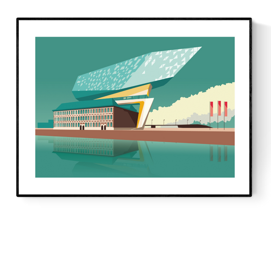 buy illustration with Antwerp's Port Authority building by Studio Frits