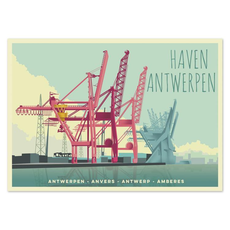 buy Antwerp Belgium port cranes postcard