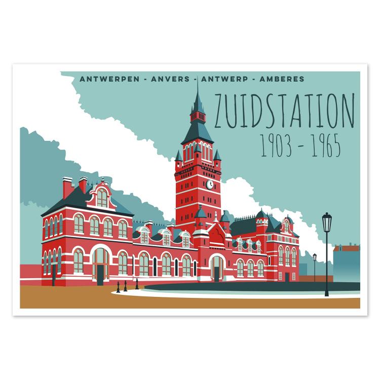 buy Antwerp historical building illustration postcards