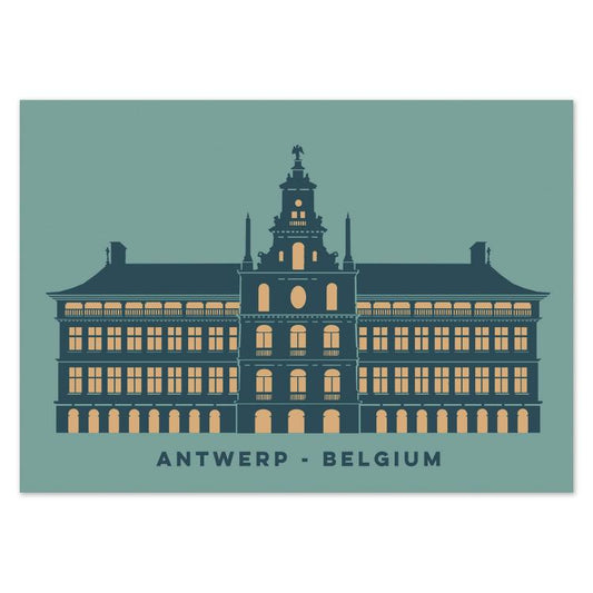 buy Antwerp city hall illustration postcard