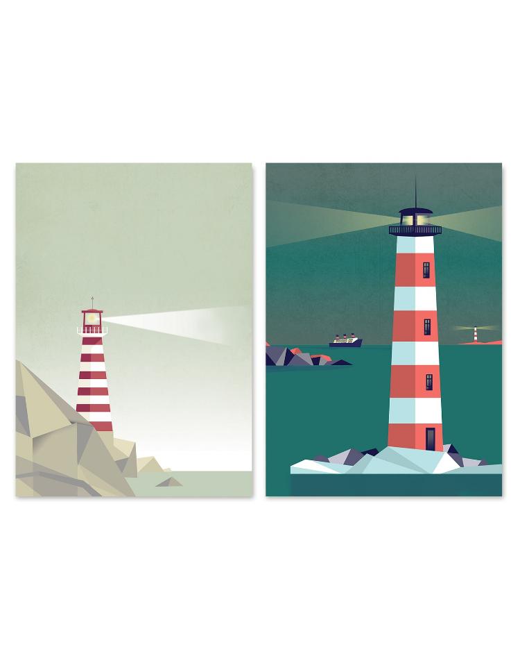 buy lighthouse illustration postcards