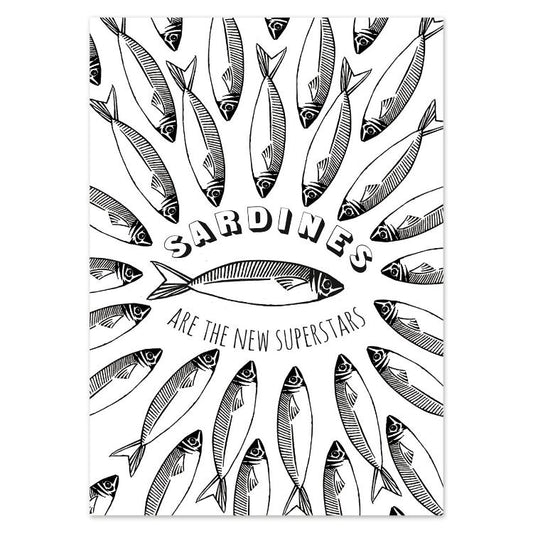 buy sardine superstars postcard illustration