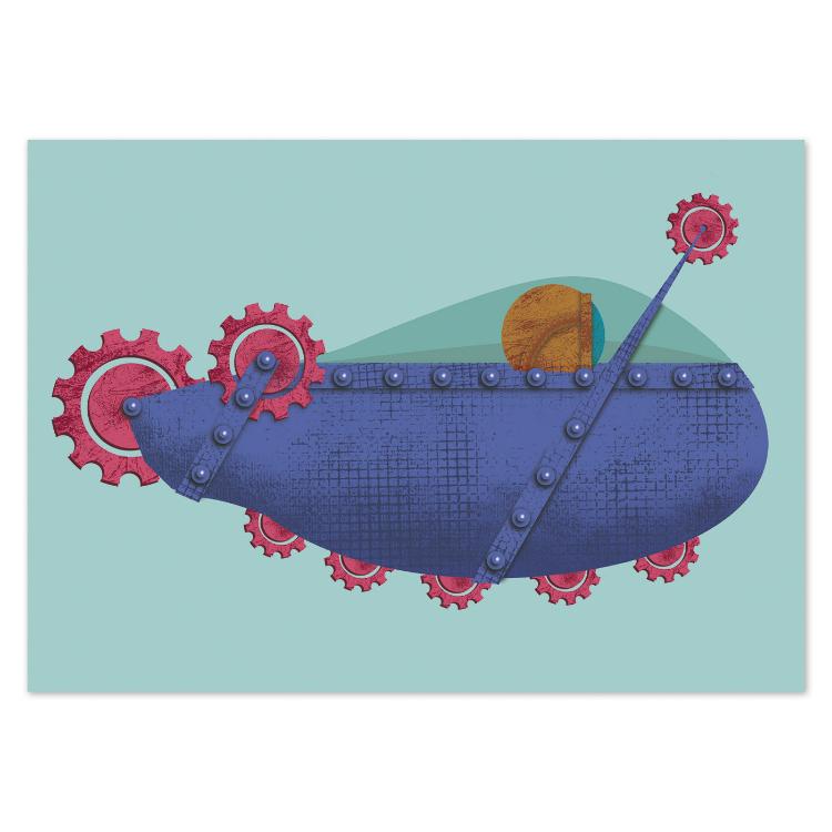 buy blue submarine illustration postcard