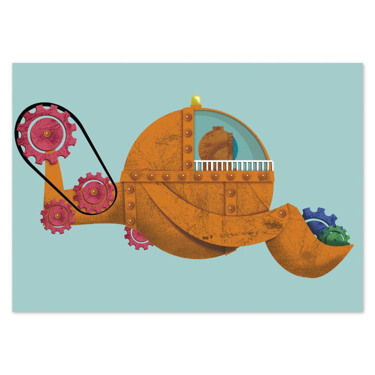 buy orange submarine illustration postcards