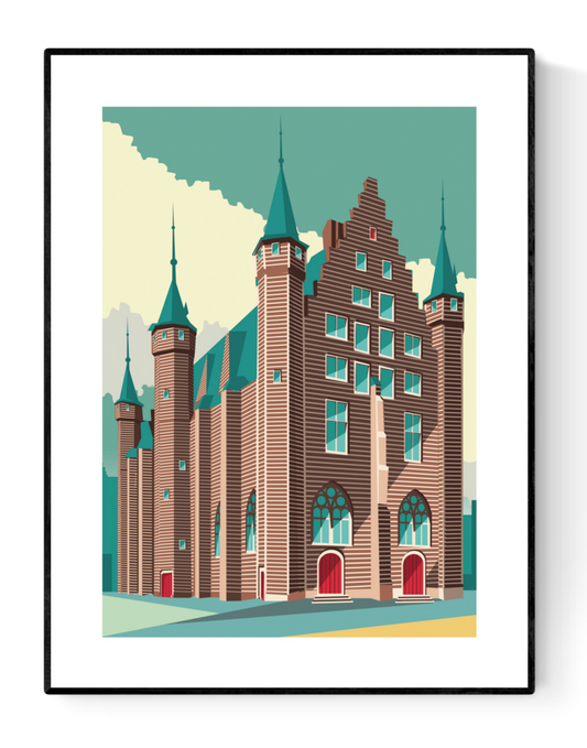 buy Antwerp Belgium vleeshuis illustration artprint by Studio Frits