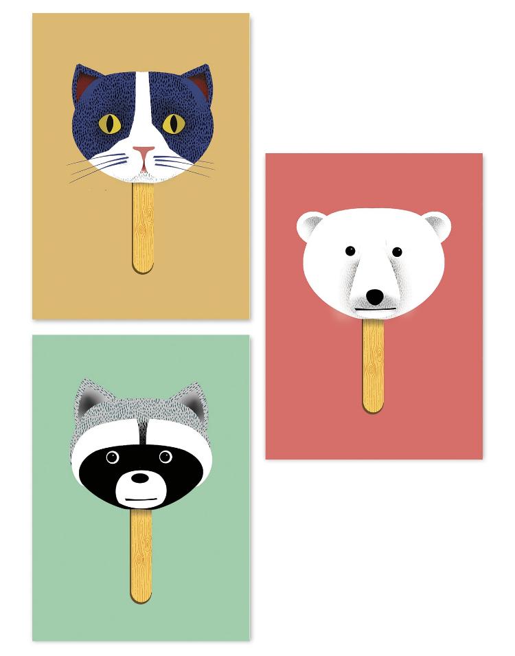 buy animal popsicles postcards