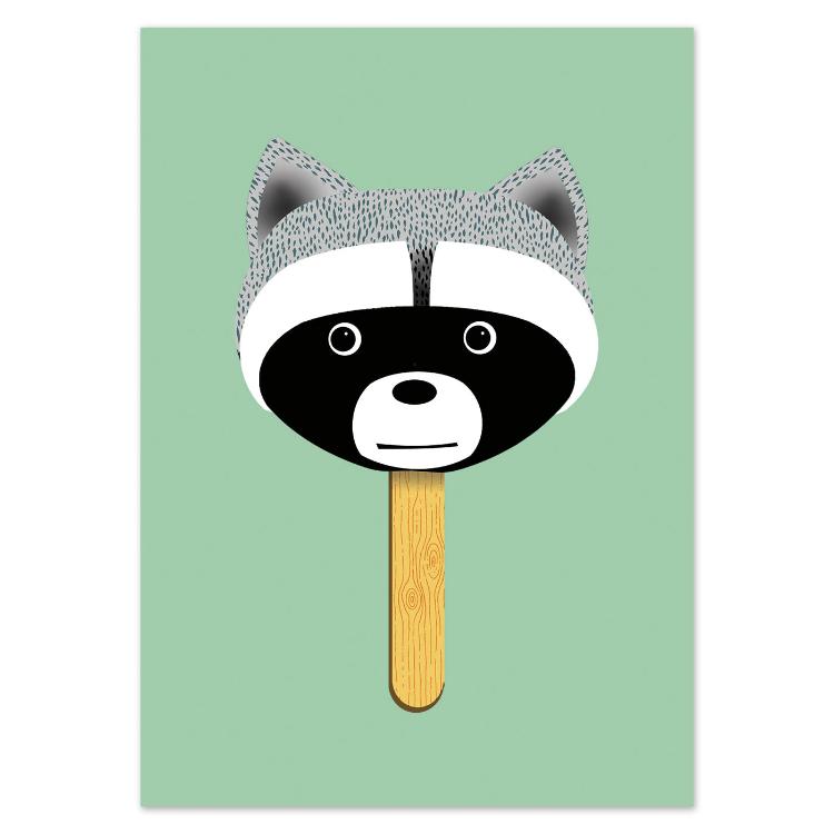 buy postcard with racoon popsicle illustration