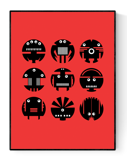 buy circle robots illustration artprint by Studio Frits