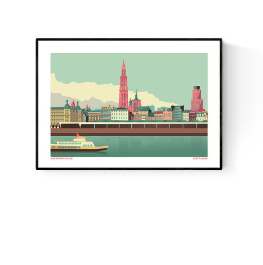 Skyline van Antwerpen door Studio Frits – 30 x 40 cm Kunstdruk